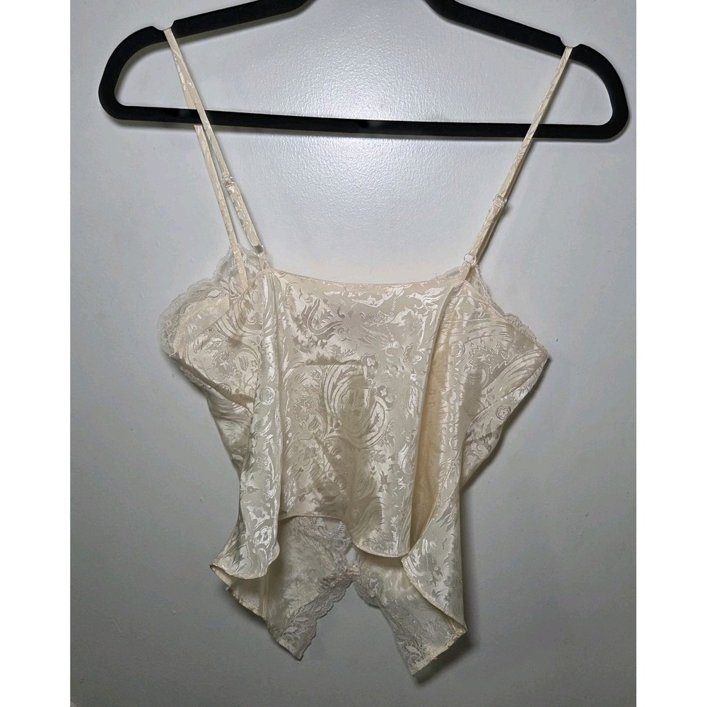 Jacquard Lace Cami Sequin Slip Top & Bottom Set Small Y2K Coquette Fairy Bride - Picture 4 of 13